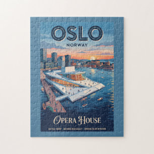 Oslo Opera House Norway Vintage Travel Poster Jigsaw Puzzle