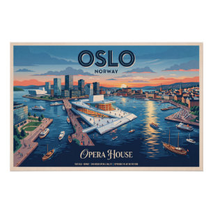 Oslo Opera House Vintage Travel Poster - Norway