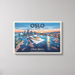 Oslo Opera House Vintage Travel Poster - Norway Canvas Print