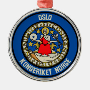 Oslo Round Emblem Metal Tree Decoration