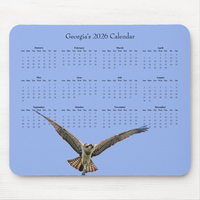 Osprey: Customize a full year 2026 calendar Mouse Mat (Front)