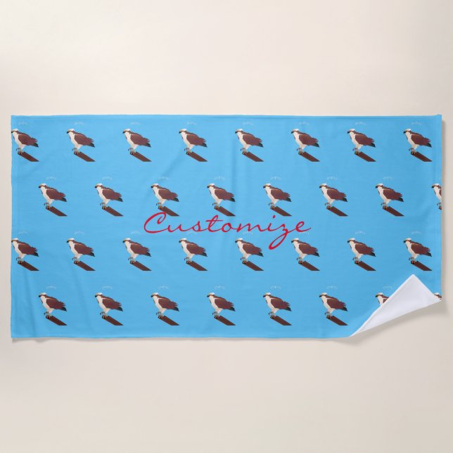 Osprey Hawk Raptor Thunder_Cove Beach Towel (Front)