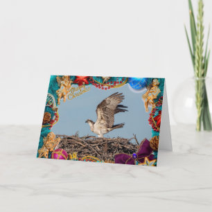 Osprey in the nest on a Christmas Card