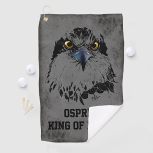 Osprey King of Birds Illustration Dark Grey Grunge Golf Towel