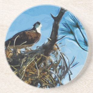 Osprey on the Nest Abstract Impressionism Coaster