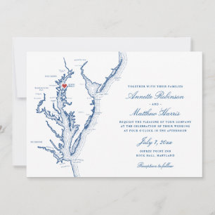 Osprey Point Rock Hall MD Map Elegant Wedding Invitation