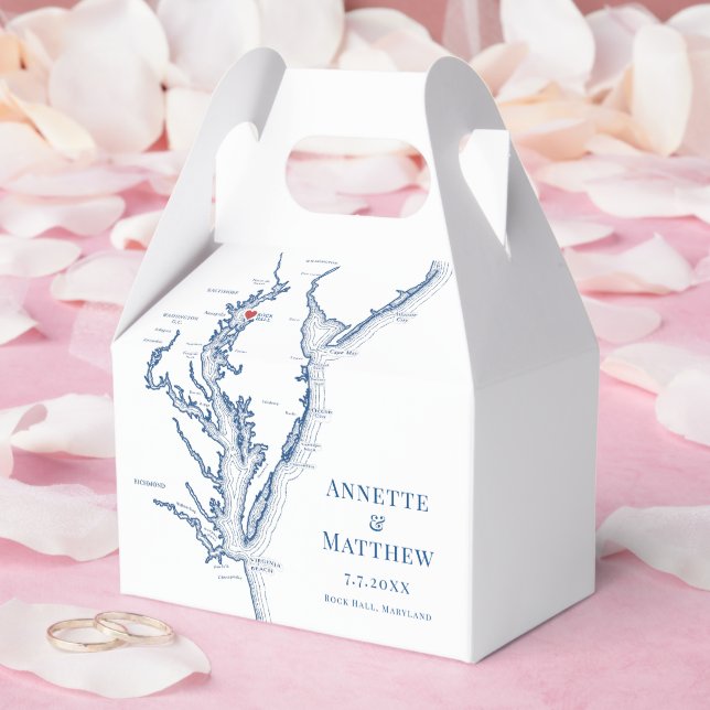Osprey Point Wedding Rock Hall MD Map Treat Favour Box (Wedding)