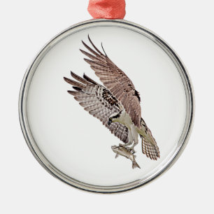 Osprey with a fish metal tree decoration