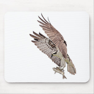 Osprey with a fish mouse mat