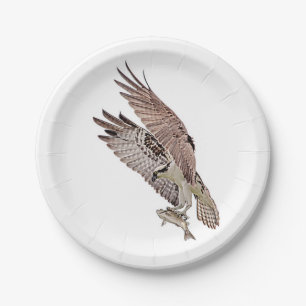 Osprey with a fish paper plate