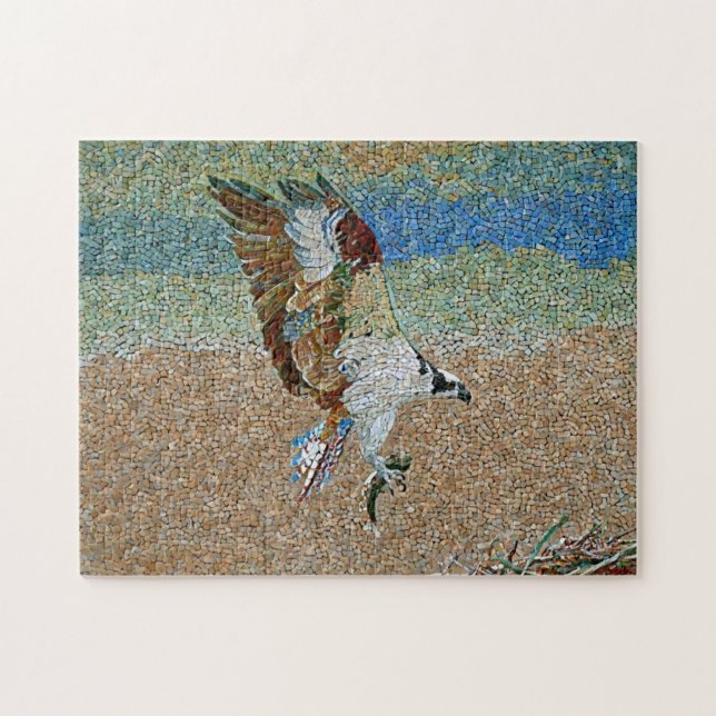 Osprey with Fish Mosaic Pattern Print Jigsaw Puzzle (Horizontal)