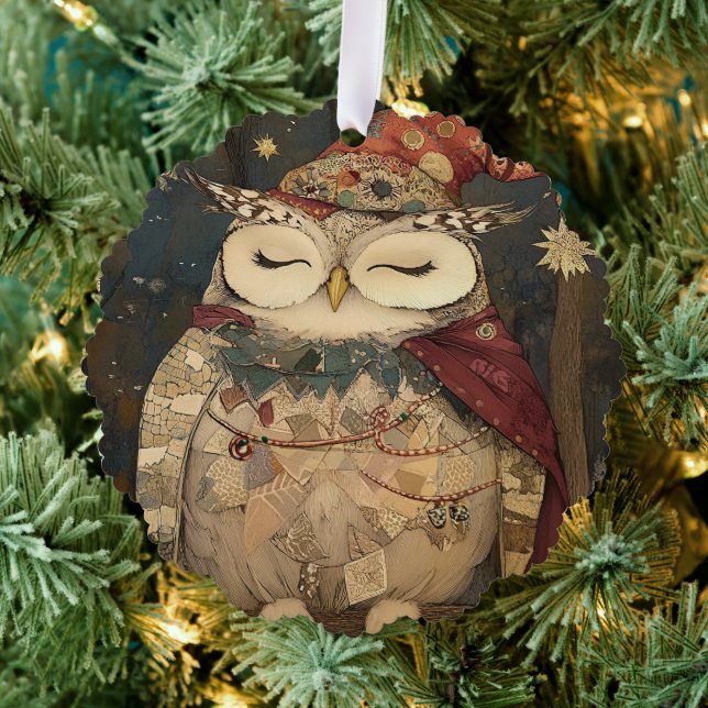 Osric the Owl | Woodland Whimsy  Tree Decoration Card (Insitu (Tree))