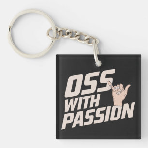 Oss With Passion Brazilian Jiu Jitsu Martial Arts Key Ring