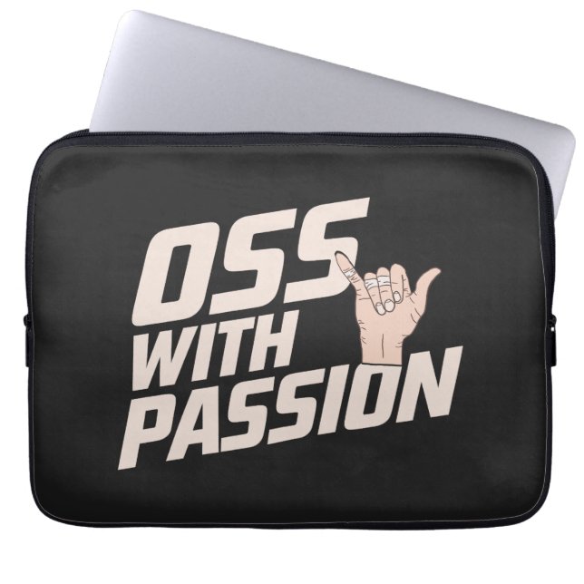 Oss With Passion Brazilian Jiu Jitsu Martial Arts Laptop Sleeve (Front)