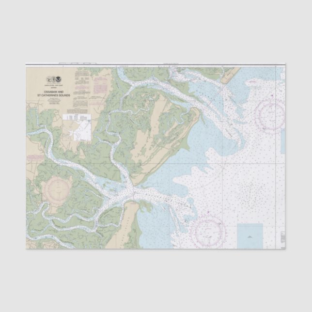 Ossabaw and St Catherines Sounds Nautical Chart Tissue Paper (Front)