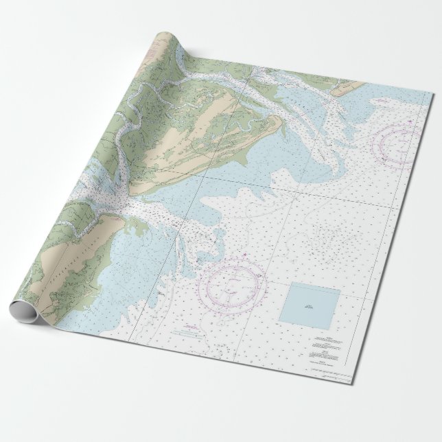 Ossabaw and St Catherines Sounds Nautical Chart Wrapping Paper (Unrolled)