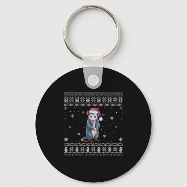 Ossum Lovers Men Women Santa Ugly Xmas Sweater  Key Ring (Front)