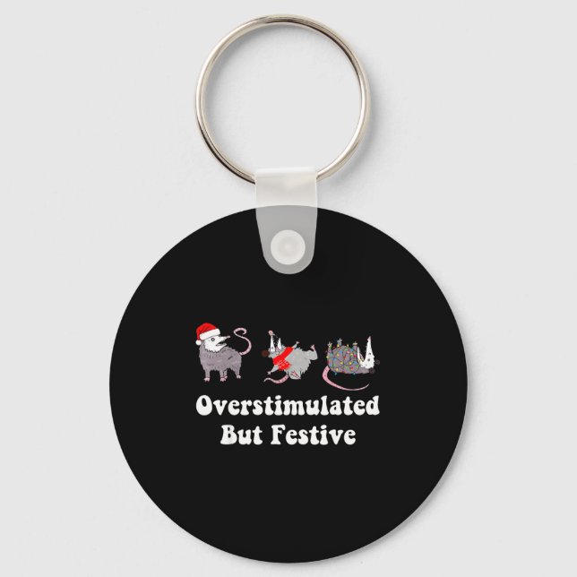 Ossum Overstimulated But Festive Christmas Men Wom Key Ring (Front)