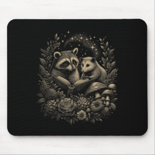 Ossum Racoon Floral Book Lover Cottagecore Fairyco Mouse Mat
