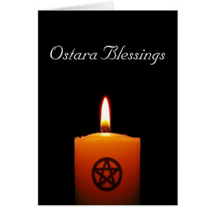 Ostara Blessings Pagan Candle with Pentacle Card