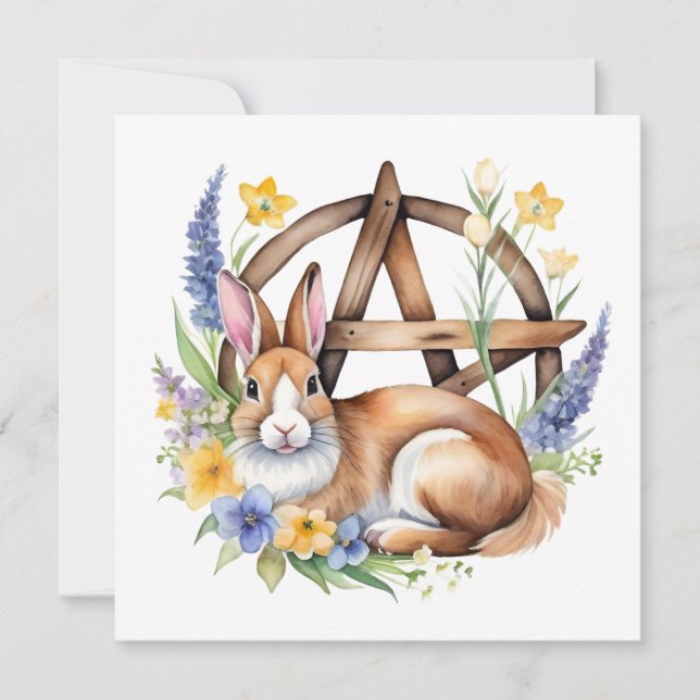 Ostara Bunny Spring Equinox Eostre Wicca Holiday Card (Front)