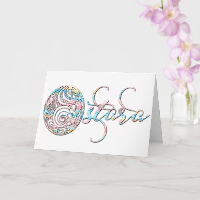 Ostara Egg Bright Script Greeting Card (Orchid)