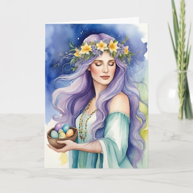 Ostara Goddess Spring Equinox Sabbat Wicca Holiday Card (Front)