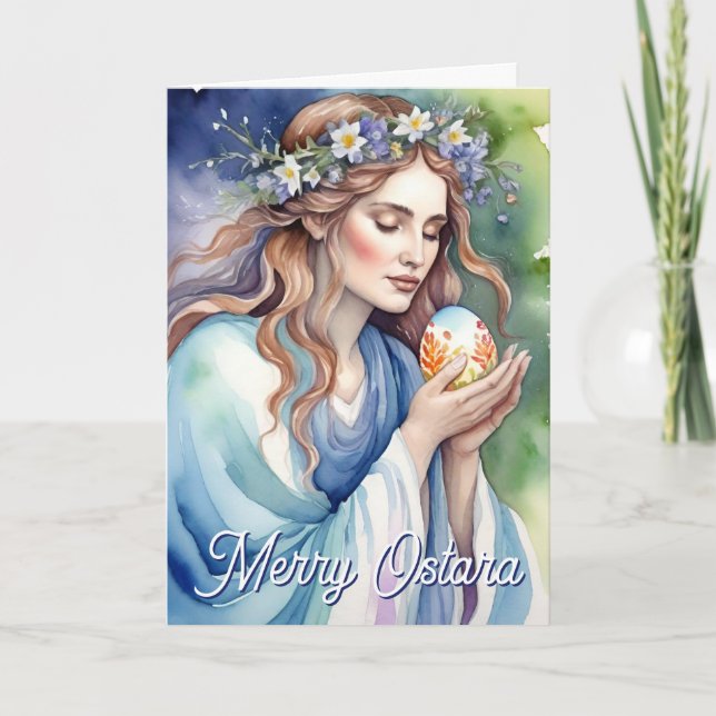 Ostara Goddess Spring Equinox Sabbat Wicca Holiday Card (Front)