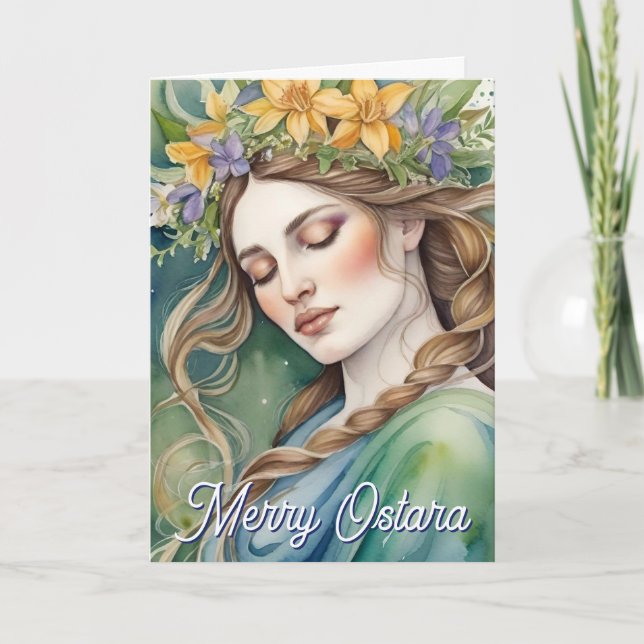 Ostara Goddess Spring Equinox Sabbat Wicca Holiday Card (Front)