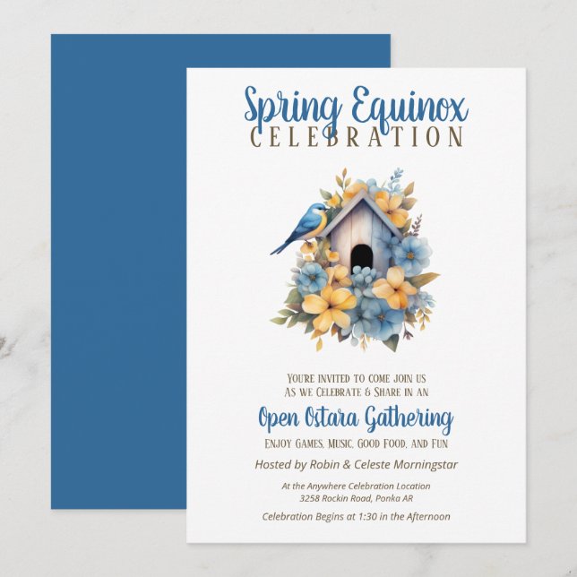 Ostara Spring Equinox Bird House Sabbat Invitation (Front/Back)