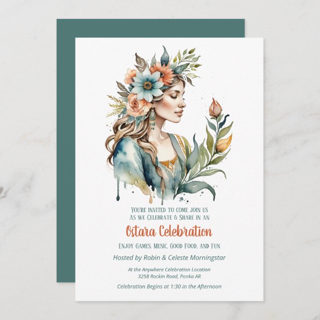 Ostara Spring Equinox Flower Goddess Sabbat Invitation (Front/Back)