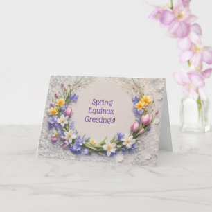 Ostara Spring Equinox Greetings Flowers Wreath  Card