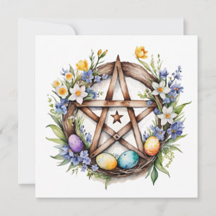 Ostara Star Pentacle Spring Equinox Eostre Wicca Holiday Card