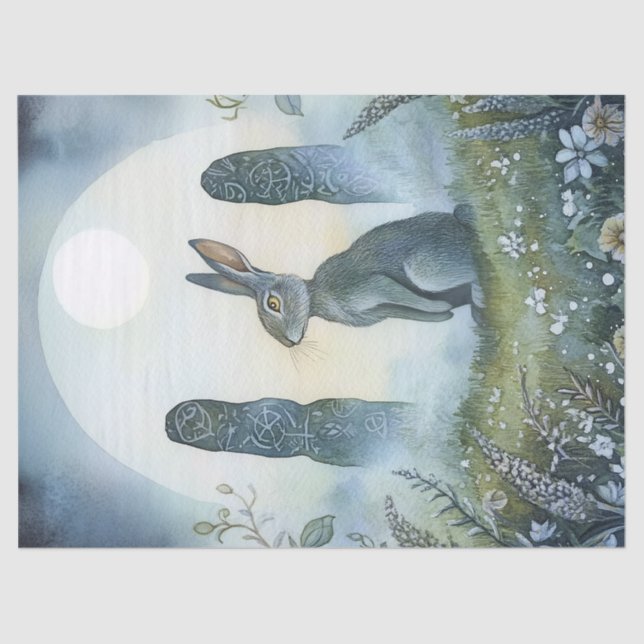 Ostara Wiccan Magic Hare Standing Stones Decoupage Tissue Paper (Front)