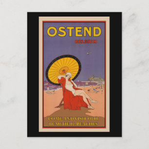 Ostend, Belgium vintage travel poster, Postcard