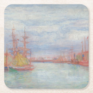 Ostend Harbour by James Ensor (1900) Square Paper Coaster