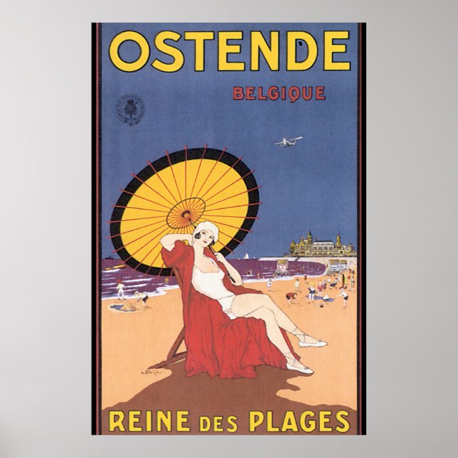 Ostende-Belgique Vintage Travel Poster (Front)
