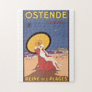 Ostende-Belgique Vintage Travel Poster Jigsaw Puzzle