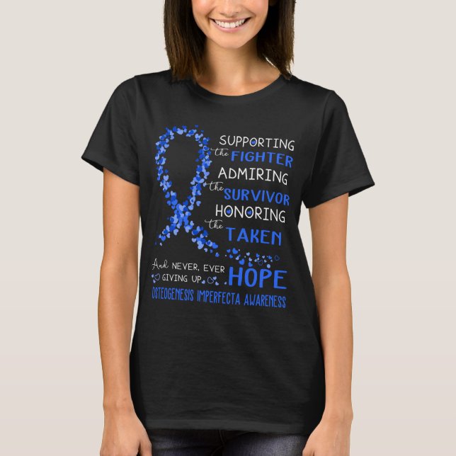 Osteogenesis Imperfecta Warrior Supporting Fighter T-Shirt (Front)