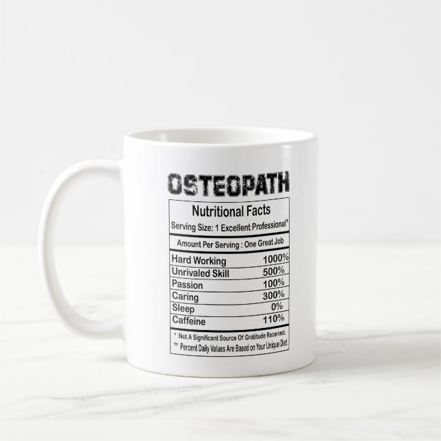 Osteopath Nutrition Facts 11oz Coffee Mug (Left)