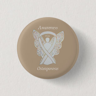 Osteoporosis Awareness Angel White Ribbon Art Pin