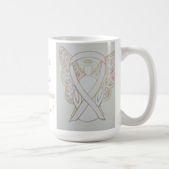 Osteoporosis Awareness Ribbon Angel Custom Mug (Right)