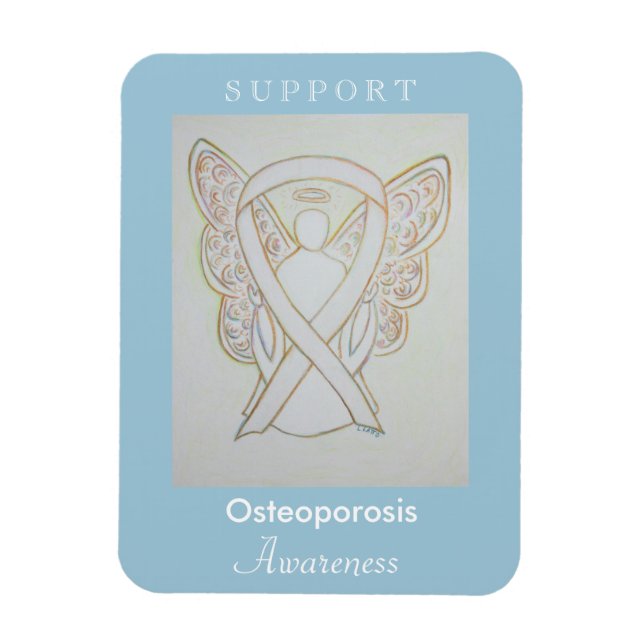Osteoporosis Awareness Ribbon Angel Magnet (Vertical)