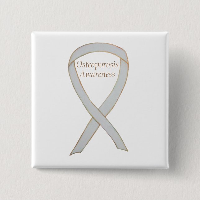 Osteoporosis Awareness White Ribbon Custom Art Pin (Front)