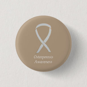 Osteoporosis Awareness White Ribbon Custom Art Pin