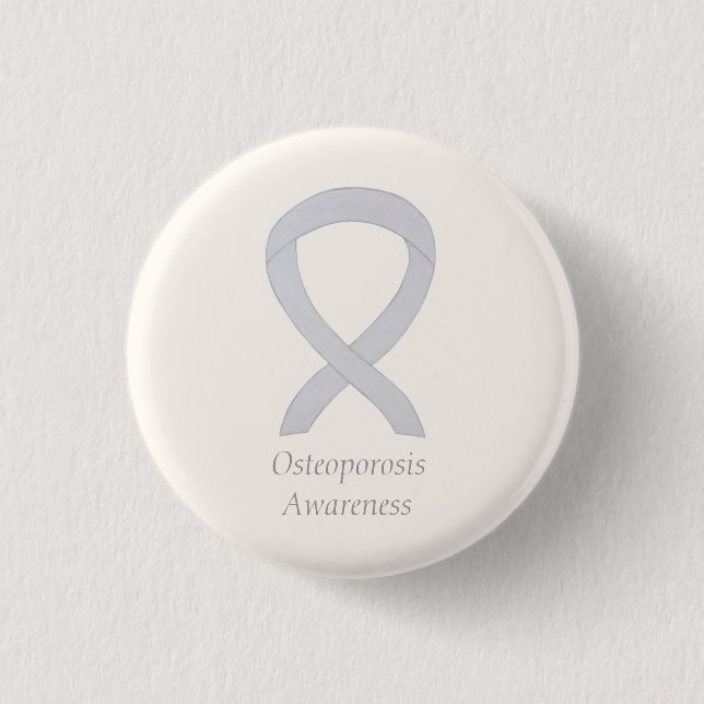 Osteoporosis Awareness White Ribbon Custom Art Pin (Front)