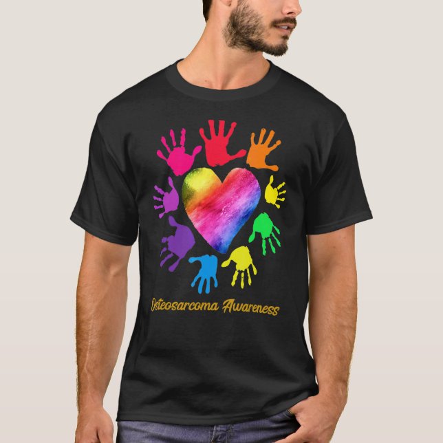 Osteosarcoma Awareness Hands Osteosarcoma T-Shirt (Front)