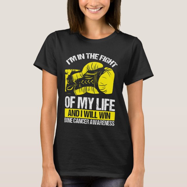 Osteosarcoma Cancer Awareness Bone Yellow Ribbon T-Shirt (Front)