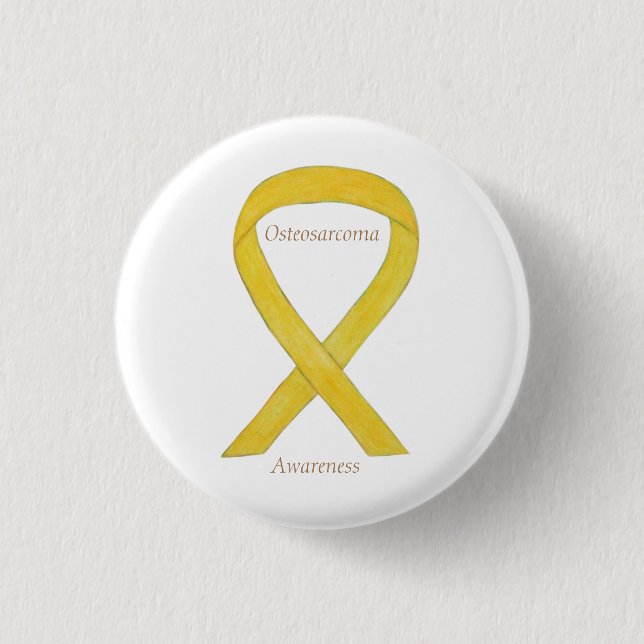 Osteosarcoma Yellow Awareness Ribbon Custom Pin (Front)
