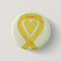 Osteosarcoma Yellow Awareness Ribbon Heart Pin